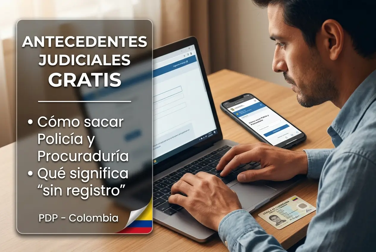 Homem usando laptop e smartphone para antecedentes judiciários grátis