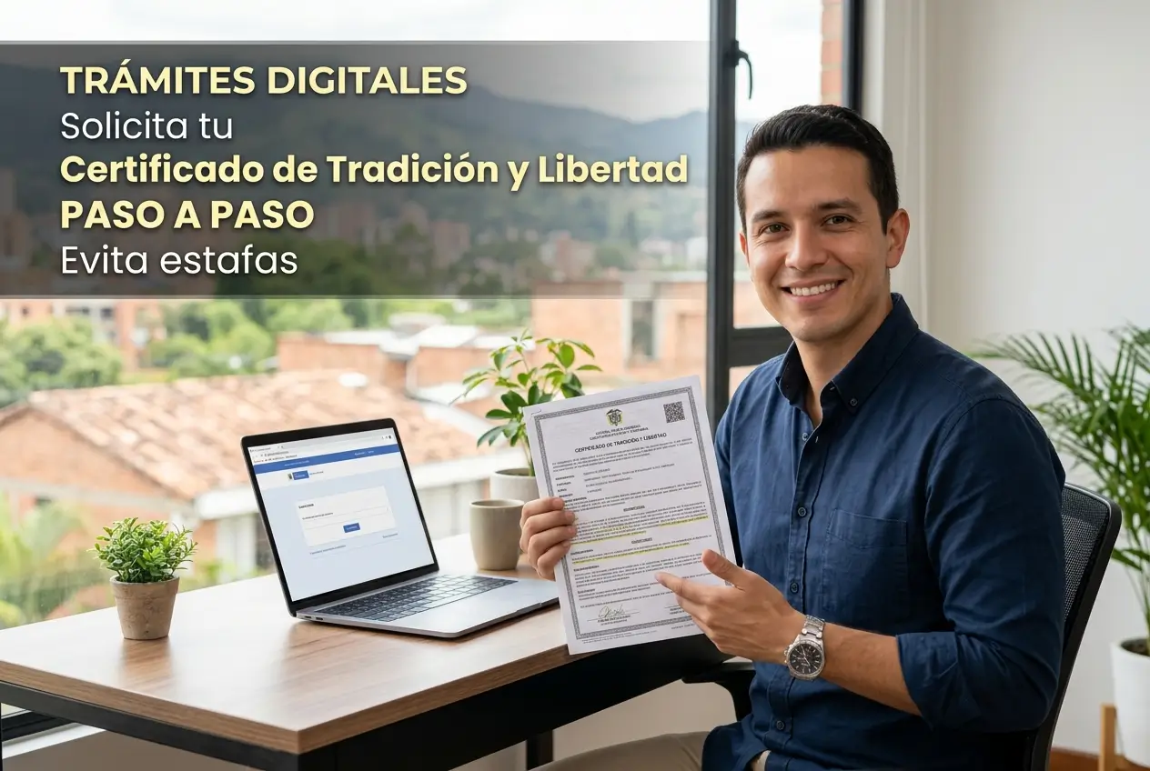 Homem sorrindo com 'Certificado de Tradición y Libertad' em escritório
