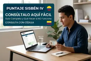 Jovem checando pontuação SISBÉN IV em laptop no Brasil 2026