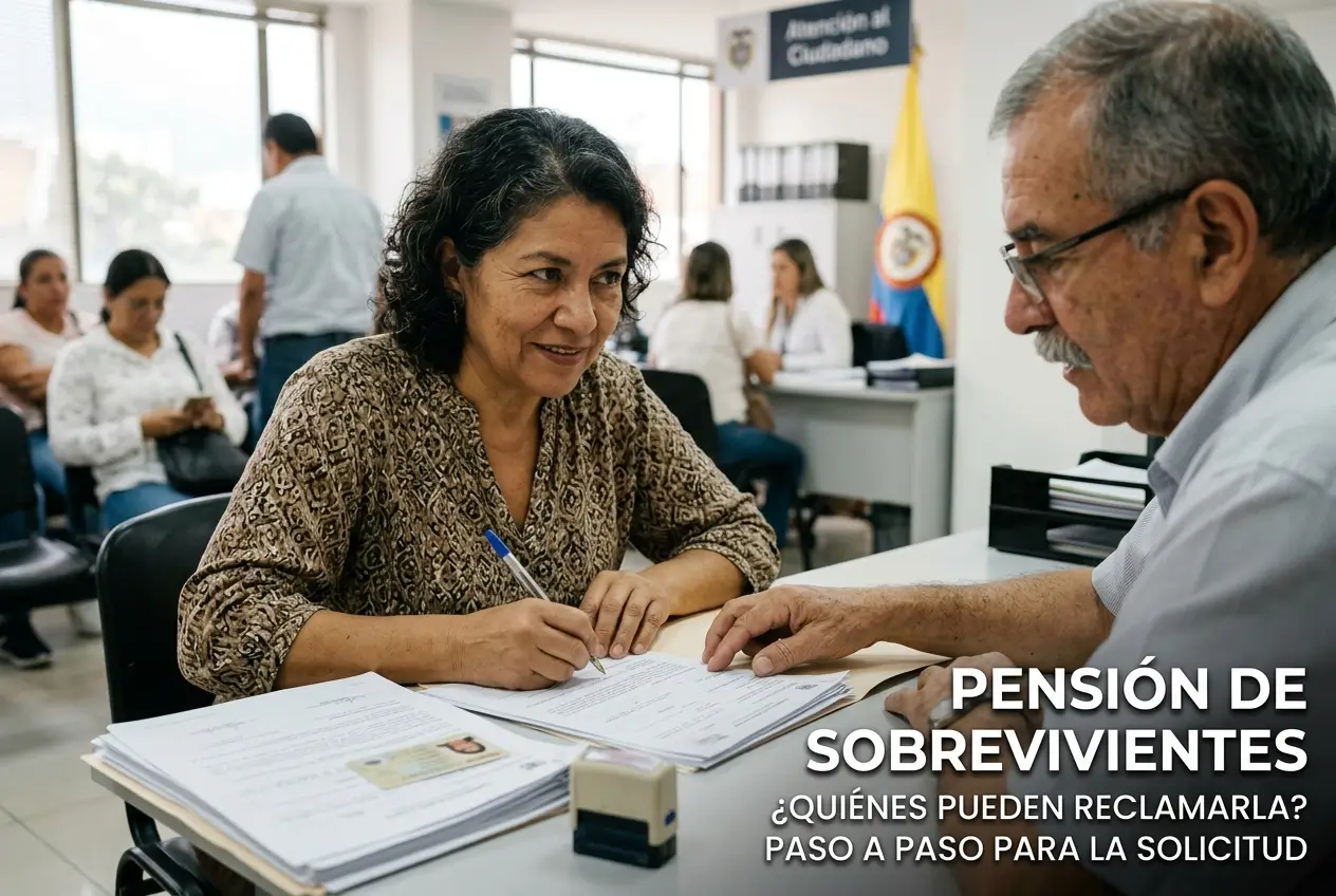 Mulher em conversa sobre pensão de sobreviventes no escritório