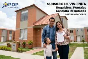 Família feliz com certificado de subsídio habitacional em 2026