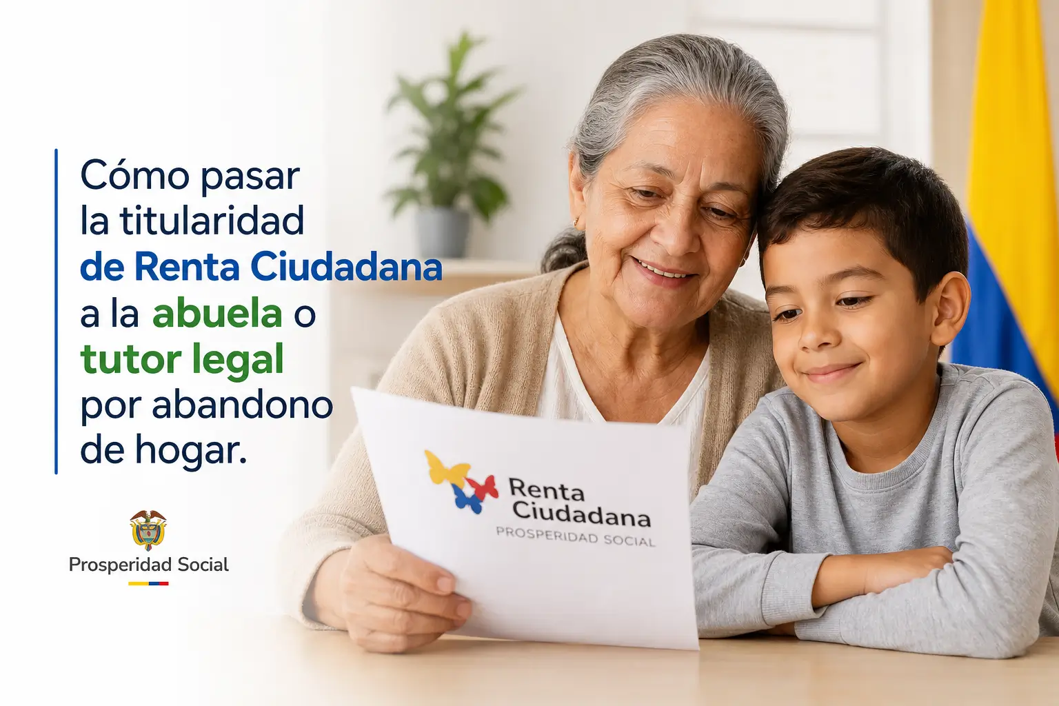Avó e neto lendo sobre transferência de Renda Cidadã