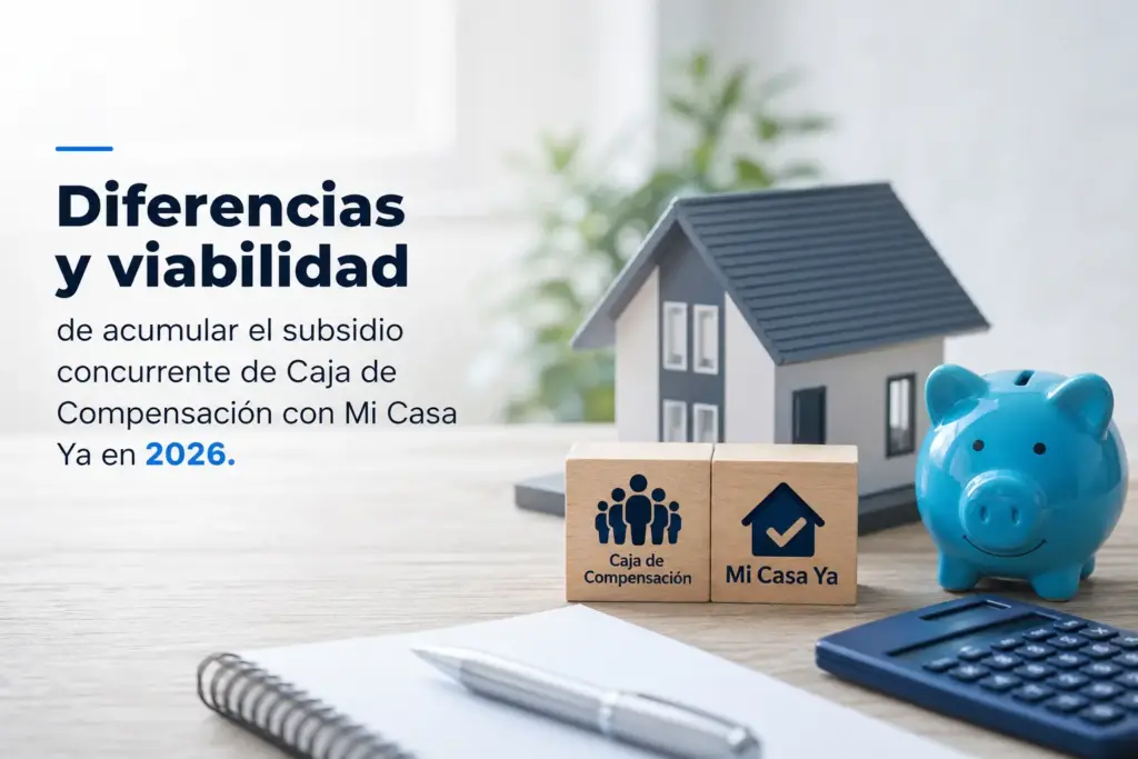 Diferencias y viabilidad de acumular el subsidio concurrente de Caja de Compensación con Mi Casa Ya en 2026.